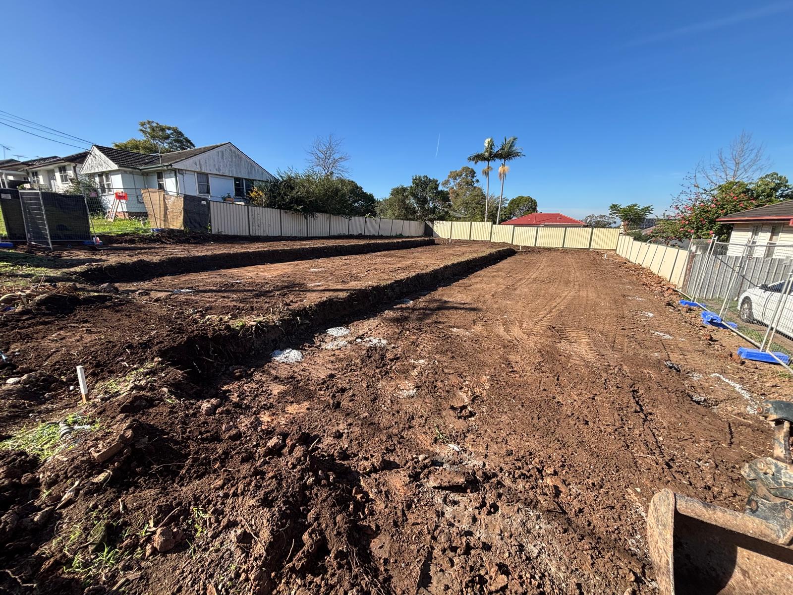 Completed site cut levelled and ready for slab on a Sydney build block